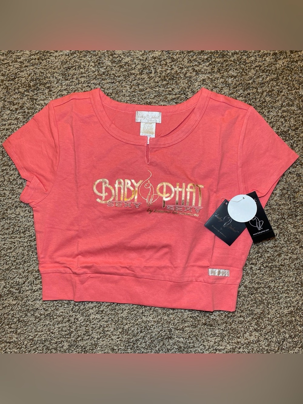 Baby Phat Coral Pink Logo Crop Top